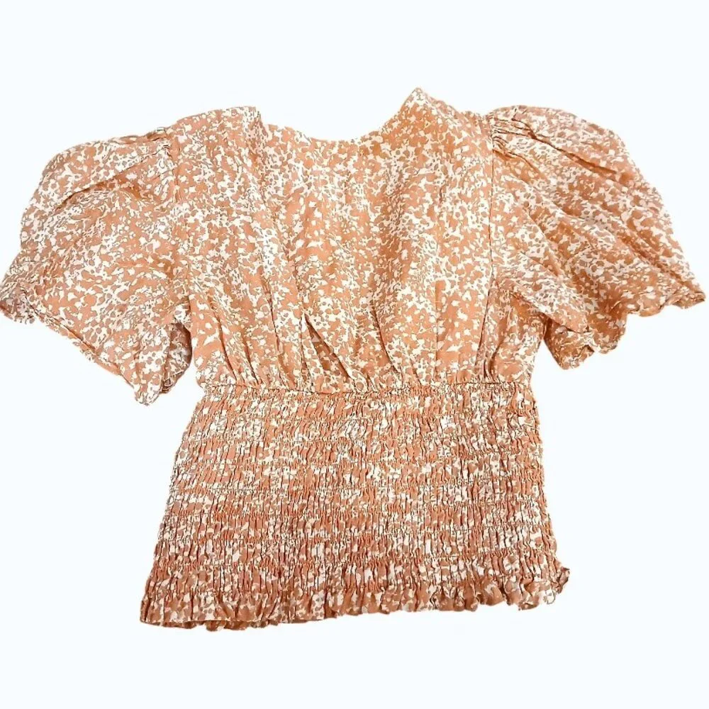 ABERCROMBIE & FITCH Orange Cream Flutter Sleeve Sweetheart Babydoll - Picture 8 of 9